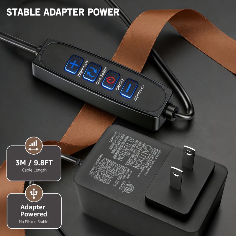 NiceVeedi 2-Pack 25W Photography Lighting, 2900-7000K Dimmable Ring Light with Tripod Stand, 73â€ Studio Video Light for Video Recording/Photography/Live Streaming/YouTube/TikTok/Makeup/Video Calls - Image 4