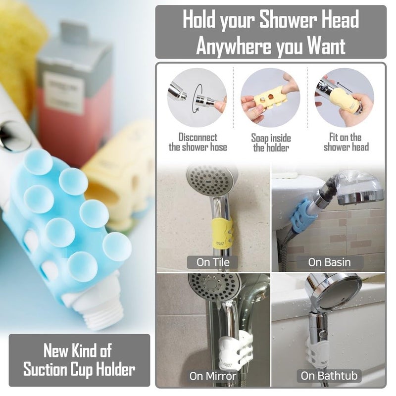 SOCATHEY SOCATHEY Shower Head Wall Mounting Bracket, Silicone Suction Cup, Punch-Free, Without Drilling, For Kid, Adult (01)  - Image 2