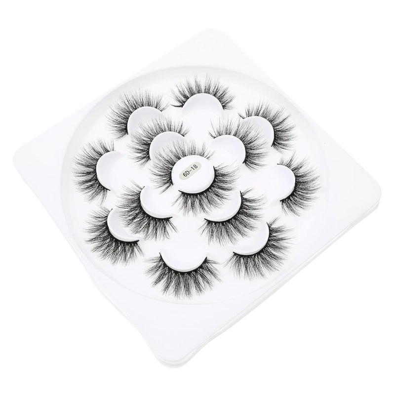 6d Natural Curly False Eyelashes 7 Pairs Volume Fake Lashes Makeup Accessory for Daily Wear and Beauty Enhancement - Image 1