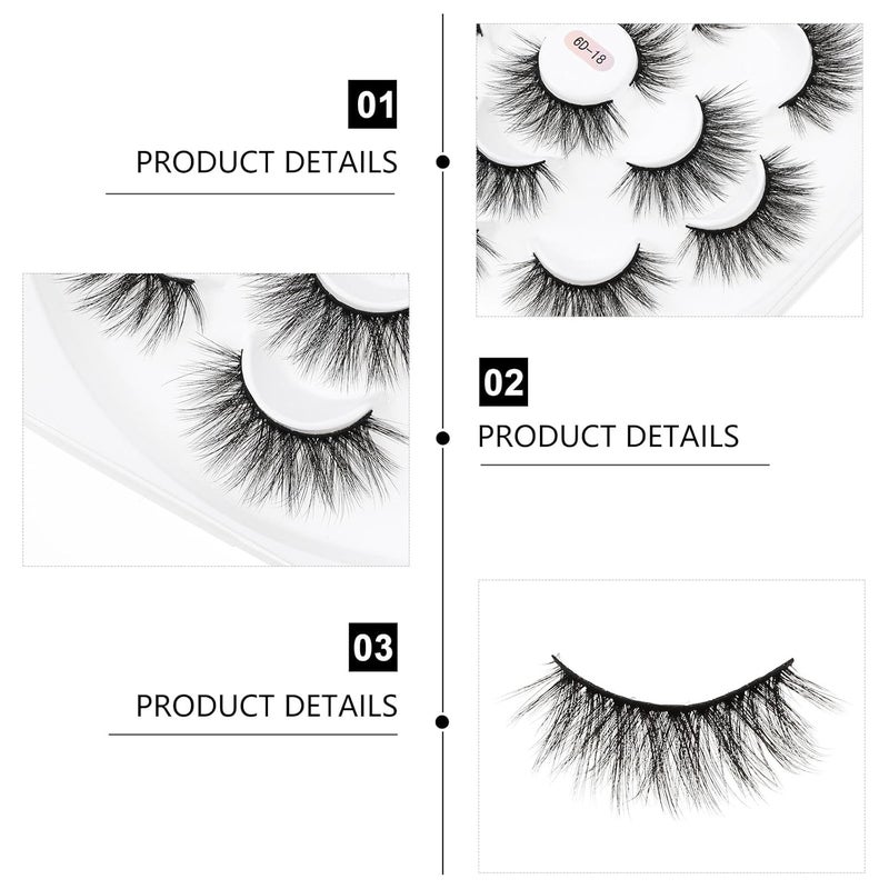 6d Natural Curly False Eyelashes 7 Pairs Volume Fake Lashes Makeup Accessory for Daily Wear and Beauty Enhancement - Image 3