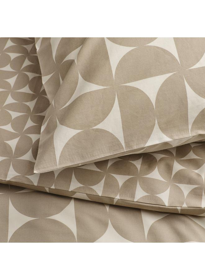 erorex Duvet cover and 2 pillowcases, grey-beige/off-white, 240x220/50x80 cm - Image 3