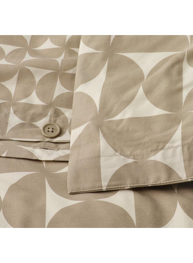 erorex Duvet cover and 2 pillowcases, grey-beige/off-white, 240x220/50x80 cm - Image 4