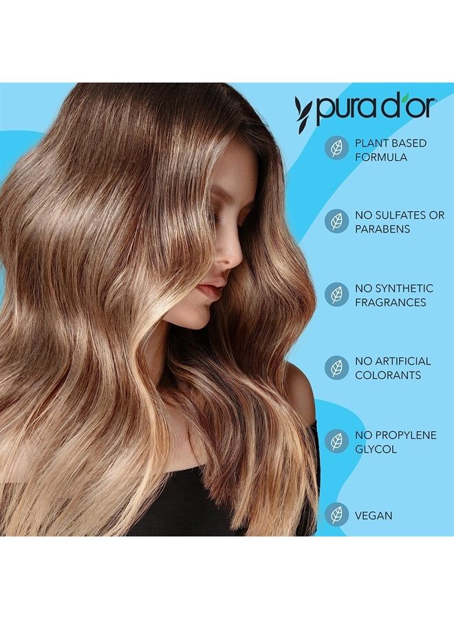 Pura d'or مجموعة شامبو علاج فروة الرأس وبلسم الشفاء (16 أونصة × 2) لفروة الرأس الجافة والحكة - يرطب ويغذي الشعر بزيت شجرة الشاي وزيت الأركان والبيوتين، لجميع أنواع الشعر، للرجال والنساء (قد يختلف التعبئة)  - Image 4