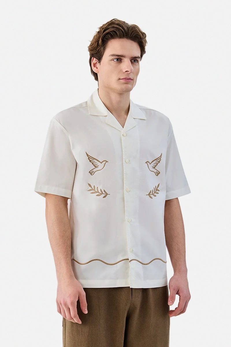 SNITCH Box Fit 100% Cotton Embroidery Shirt