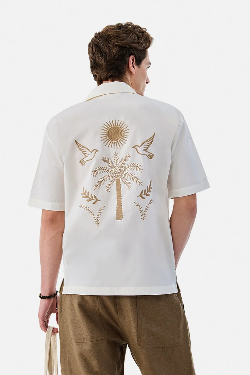 SNITCH Box Fit 100% Cotton Embroidery Shirt