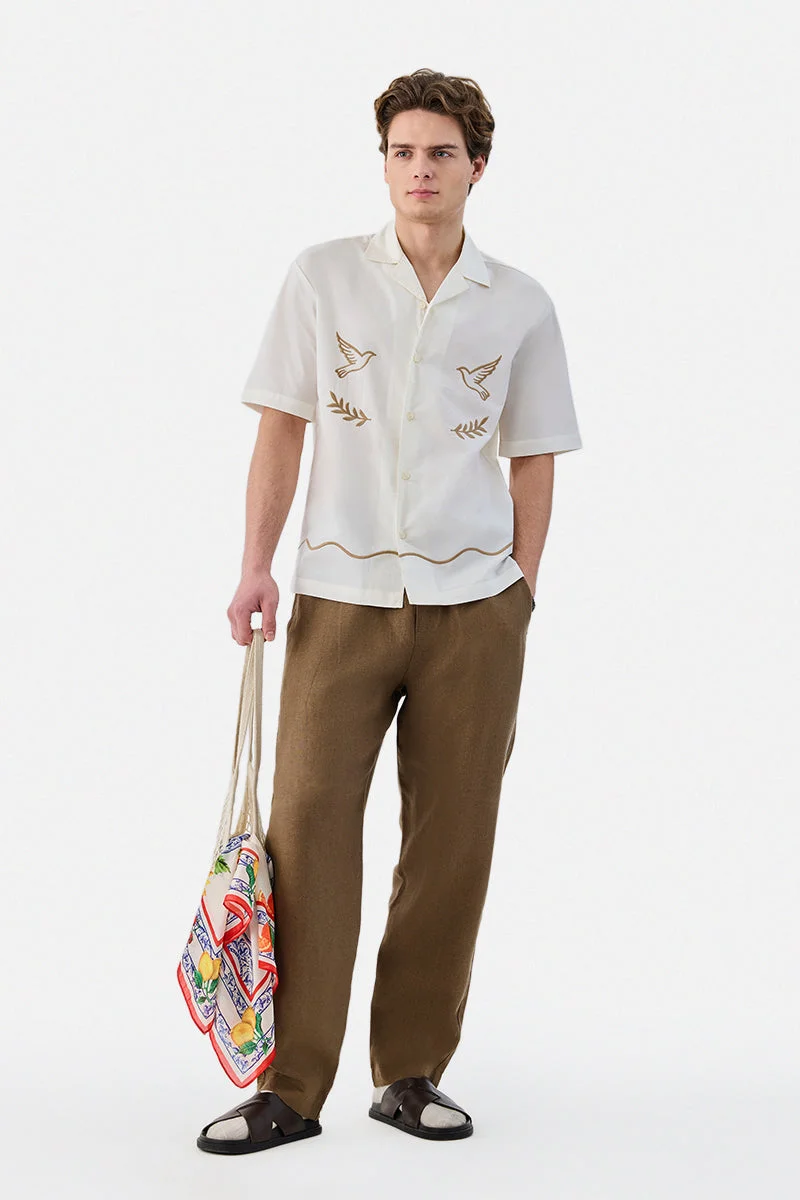 SNITCH Box Fit 100% Cotton Embroidery Shirt