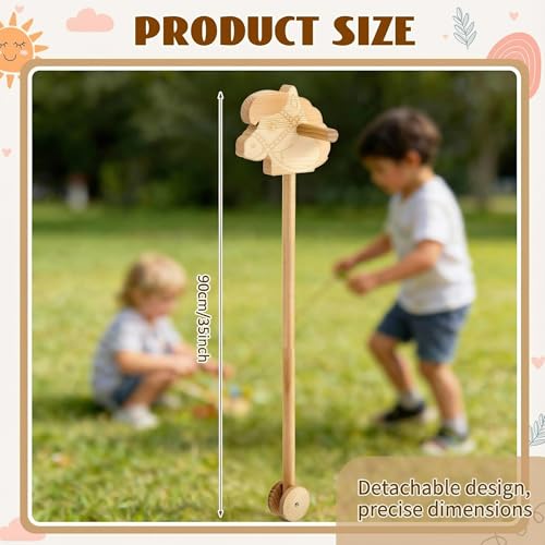 BrightRow Wood Hobby Horse for Kids Handcrafted Stick Horse Toy with Wood Wheels 36 Inches Cowboys Stick Pony for Kids Toddlers Preschoolers Knights Explorers - Image 5