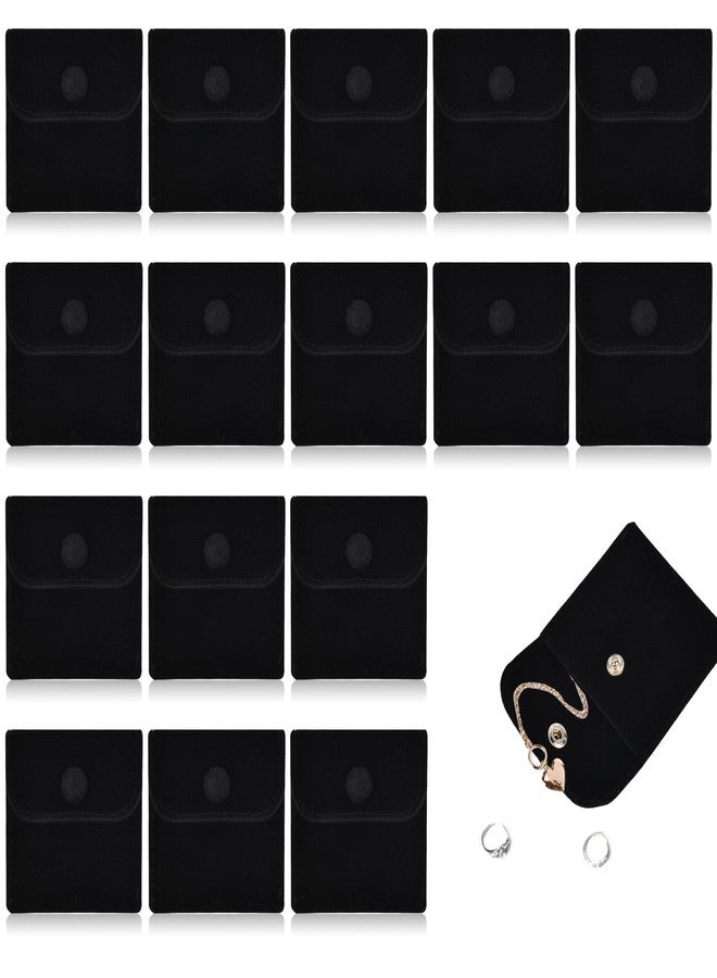 VIOCIWUO 20PCS Velvet Jewelry Pouches with Snap Button, Small Microfiber Velvet Jewelry Bag for Storing Ring Bracelets Necklaces Earring(Black) - Image 1
