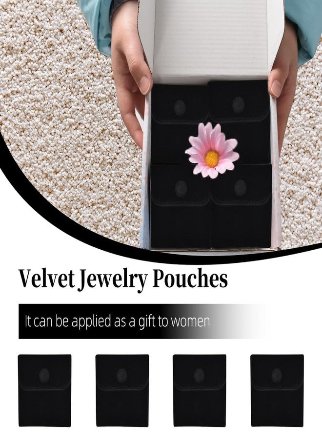 VIOCIWUO 20PCS Velvet Jewelry Pouches with Snap Button, Small Microfiber Velvet Jewelry Bag for Storing Ring Bracelets Necklaces Earring(Black) - Image 4