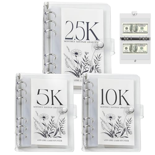 QETRABONE 12-Month Money Savings Challenges Book with Envelopes, 3 Pcs Money Saving Binder, Money Binder for Cash Saving for Office, Home, School (2.5K+5K+10K) - Image 1