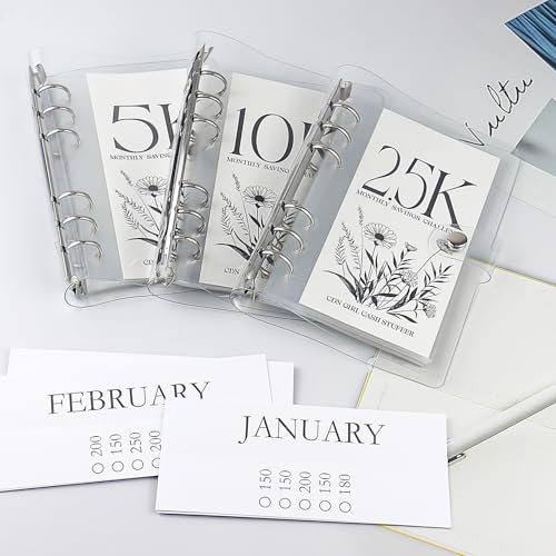 QETRABONE 12-Month Money Savings Challenges Book with Envelopes, 3 Pcs Money Saving Binder, Money Binder for Cash Saving for Office, Home, School (2.5K+5K+10K) - Image 4