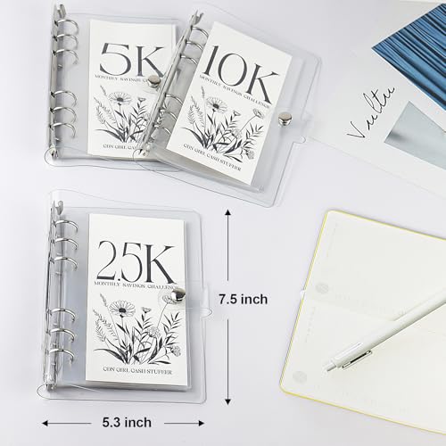QETRABONE 12-Month Money Savings Challenges Book with Envelopes, 3 Pcs Money Saving Binder, Money Binder for Cash Saving for Office, Home, School (2.5K+5K+10K) - Image 2