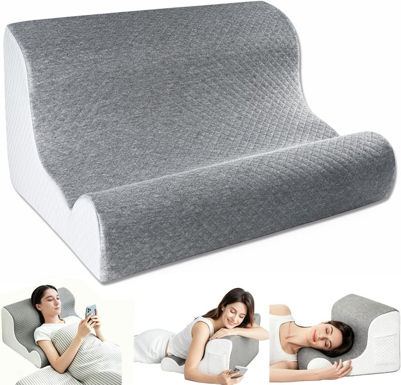 XetraDesign Zerora Reading Pillow for Bed - Grey - Image 1
