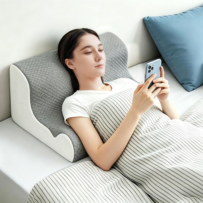XetraDesign Zerora Reading Pillow for Bed - Grey - Image 4