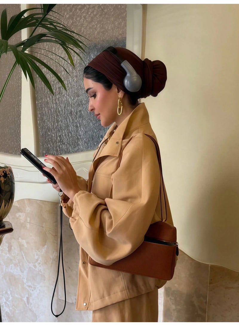 1 قطعة حجاب نسائي بلون موحد، أنماط قابلة للتعديل، عمامة برباط رأس مطاطي، قماش قطني ناعم ومريح للتنفس، مريح للاستخدام اليومي - Image 1