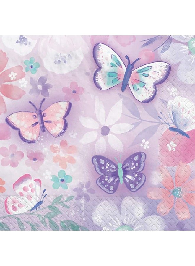 Amscan Butterfly Beverage Napkins ; 5" X 5" ; Multicolor ; Pack Of 16 - Image 1