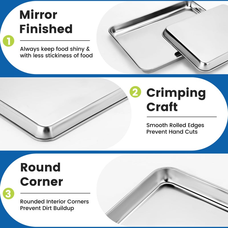 BIEAMA 12 Pack Stainless Steel Baking Sheet Pans, 9" L Ã— 7" W Ã— 1" H Cookie Sheets for Toaster Oven, Rust-Resistant, Dishwasher Safe - Image 3