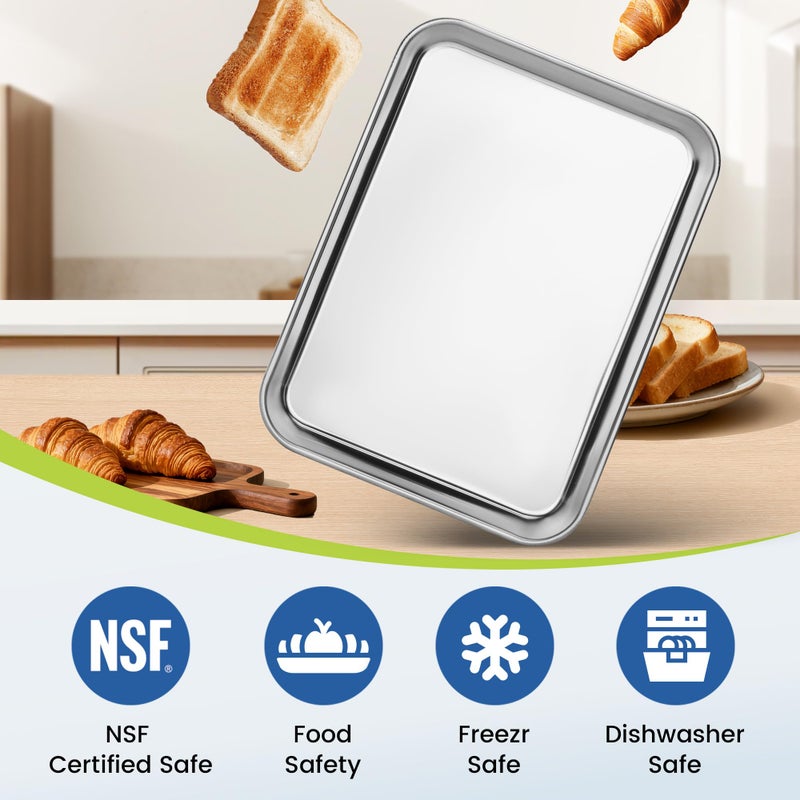 BIEAMA 12 Pack Stainless Steel Baking Sheet Pans, 9" L Ã— 7" W Ã— 1" H Cookie Sheets for Toaster Oven, Rust-Resistant, Dishwasher Safe - Image 5