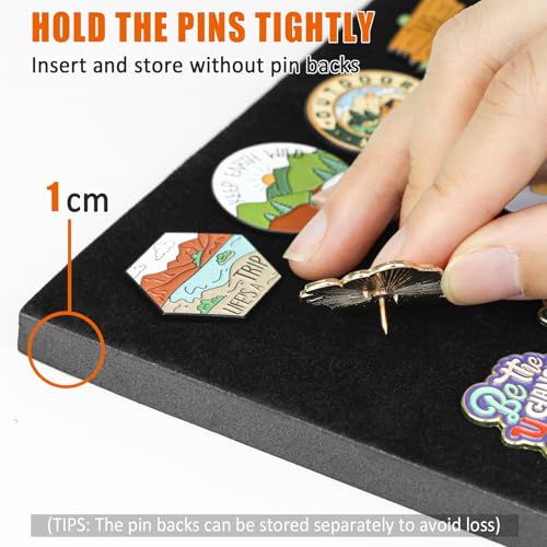 tutata Enamel Pin Display Frame, 7x9 Shadow Box for Wall and Tabletop Mount, Pin Collection Display, Brooch Holder for Enthusiast, Black - Image 2