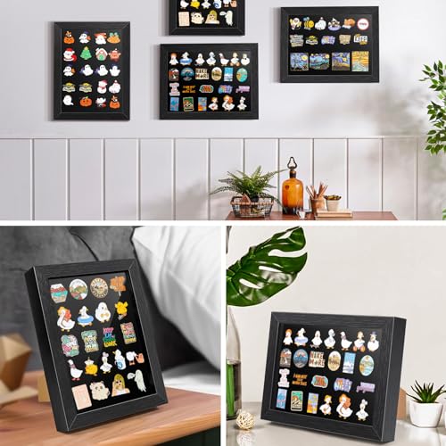 tutata Enamel Pin Display Frame, 7x9 Shadow Box for Wall and Tabletop Mount, Pin Collection Display, Brooch Holder for Enthusiast, Black - Image 3