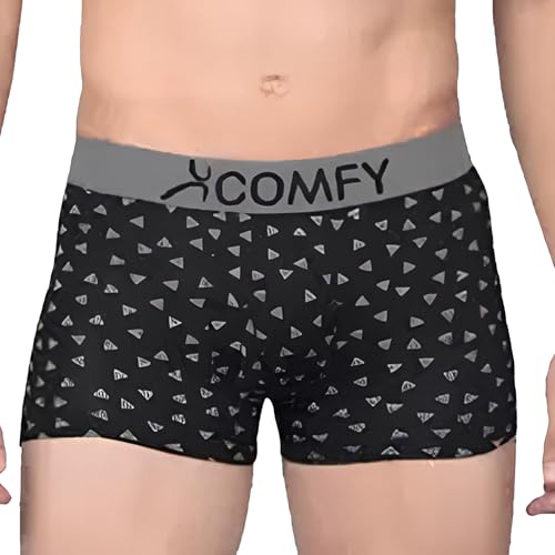 AMUL COMFY Printed Spandex Trunk for Men | 95% Cotton 5% Spandex | Super Combed Cotton Stretch Fabric | Outer Elastic Comfort Fit | Soft Hand Feel | No Marks Waistband | Color may vary | (Pack of 3) - Image 2