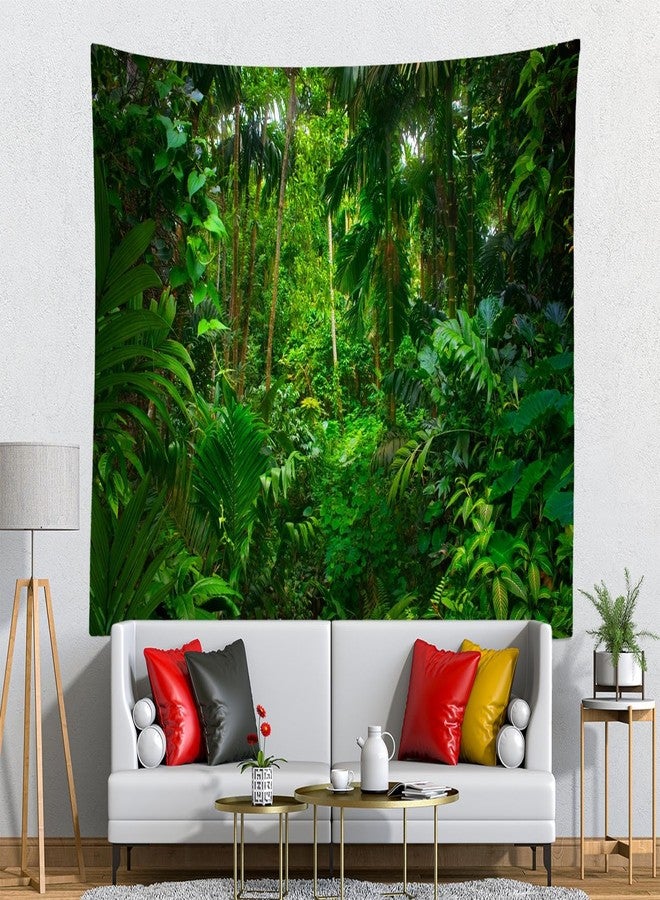 Loccor Jungle Forest Tapestry - 80''x60'' Summer Rainforest Green Trees Natural Scenery Wall Hanging for Home Living Room Artistic Decor - Image 3