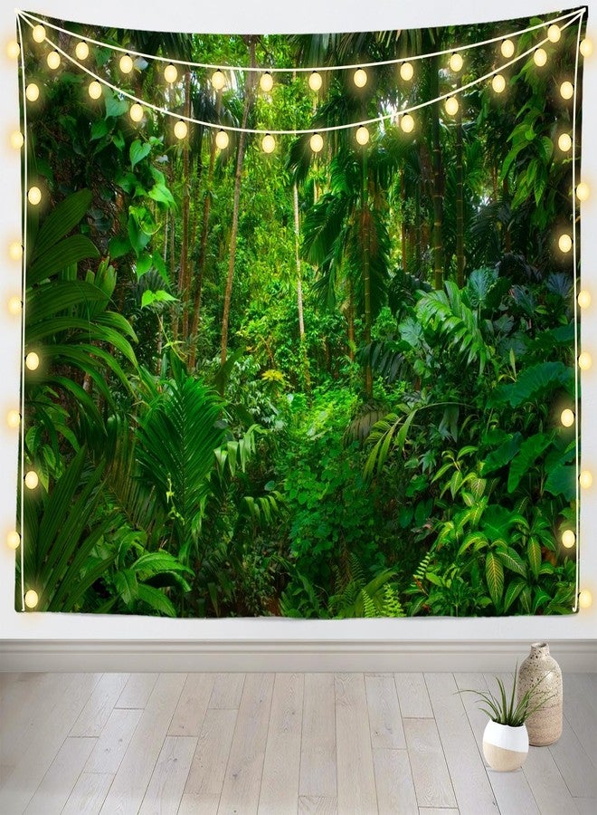 Loccor Jungle Forest Tapestry - 80''x60'' Summer Rainforest Green Trees Natural Scenery Wall Hanging for Home Living Room Artistic Decor - Image 4
