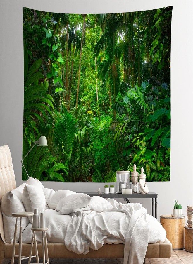 Loccor Jungle Forest Tapestry - 80''x60'' Summer Rainforest Green Trees Natural Scenery Wall Hanging for Home Living Room Artistic Decor - Image 5