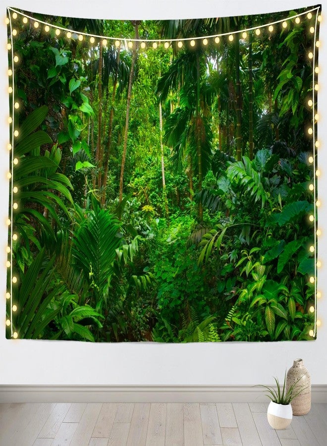 Loccor Jungle Forest Tapestry - 80''x60'' Summer Rainforest Green Trees Natural Scenery Wall Hanging for Home Living Room Artistic Decor - Image 1