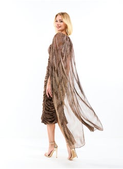 House of Moda Longline Cape Sleeves Gathered Bodycon Midi Dress by Styli  - Image 1