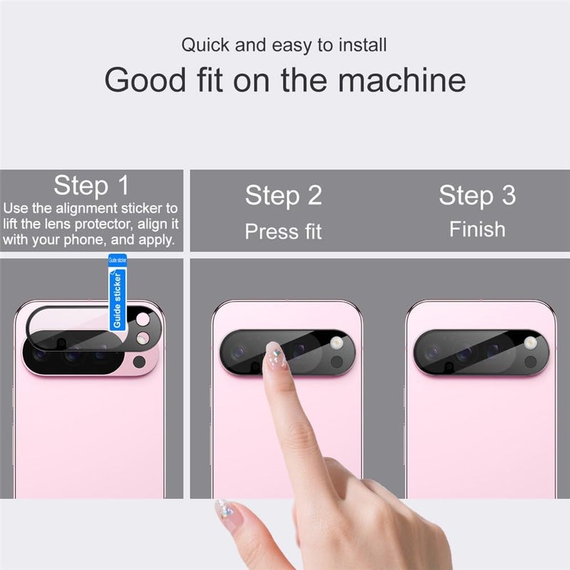 FabeKee Compatible With For Google Pixel 10 Pro Camera Lens Protector Tempered Glass HD Clear Lens Film (Black Version) - Image 4