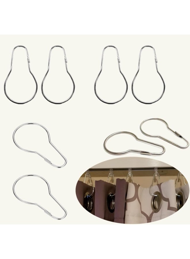Curtain Rings Hooks, Rust-Resistant Metal Stainless Steel Curtain Rings for Bathroom Shower Curtain Rod (50PCS) - Image 1