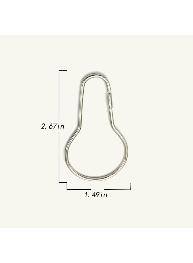 Curtain Rings Hooks, Rust-Resistant Metal Stainless Steel Curtain Rings for Bathroom Shower Curtain Rod (50PCS) - Image 2