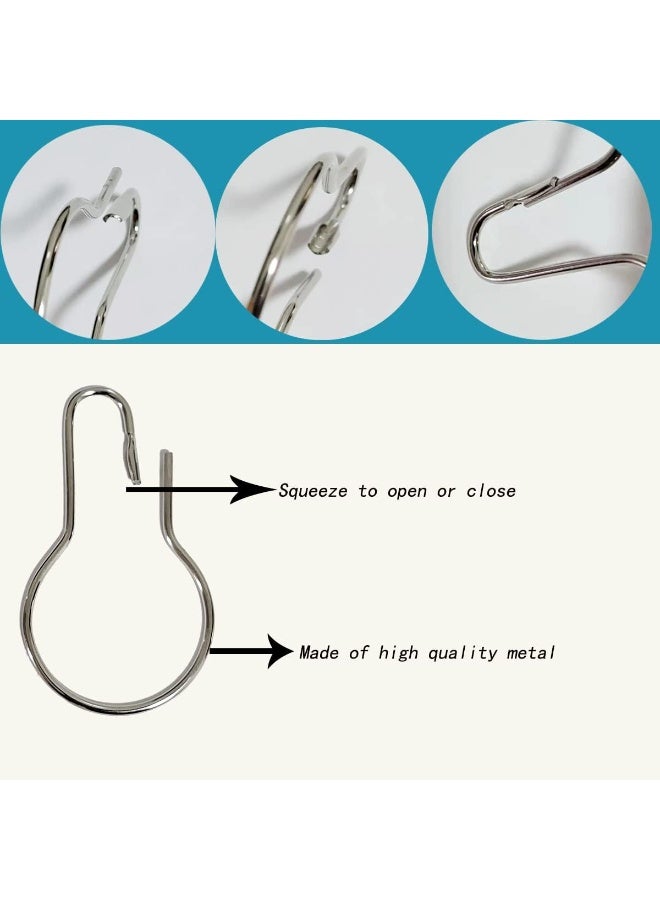 Curtain Rings Hooks, Rust-Resistant Metal Stainless Steel Curtain Rings for Bathroom Shower Curtain Rod (50PCS) - Image 3