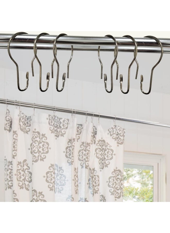 Curtain Rings Hooks, Rust-Resistant Metal Stainless Steel Curtain Rings for Bathroom Shower Curtain Rod (50PCS) - Image 5