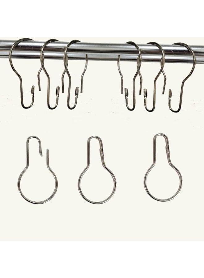 Curtain Rings Hooks, Rust-Resistant Metal Stainless Steel Curtain Rings for Bathroom Shower Curtain Rod (50PCS) - Image 4