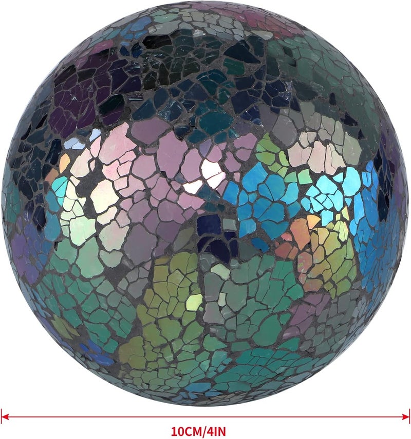MDLUU 4" Decorative Orbs, Mosaic Sphere Balls, Centerpiece Balls for Bowls, Vases, Dining Table Decor, Pack of 3 (Mixed Color-Blue) - Image 3