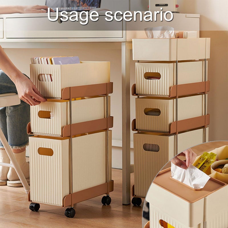 Sturdy Multifunctional Serving Cart Storage Rack For Books Magazines Snacks Holder Color B - Image 3