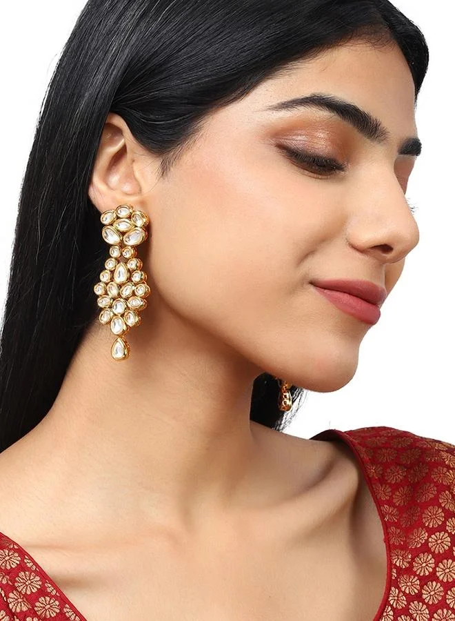 فويلا Kundan Gold Plated Brass Earrings