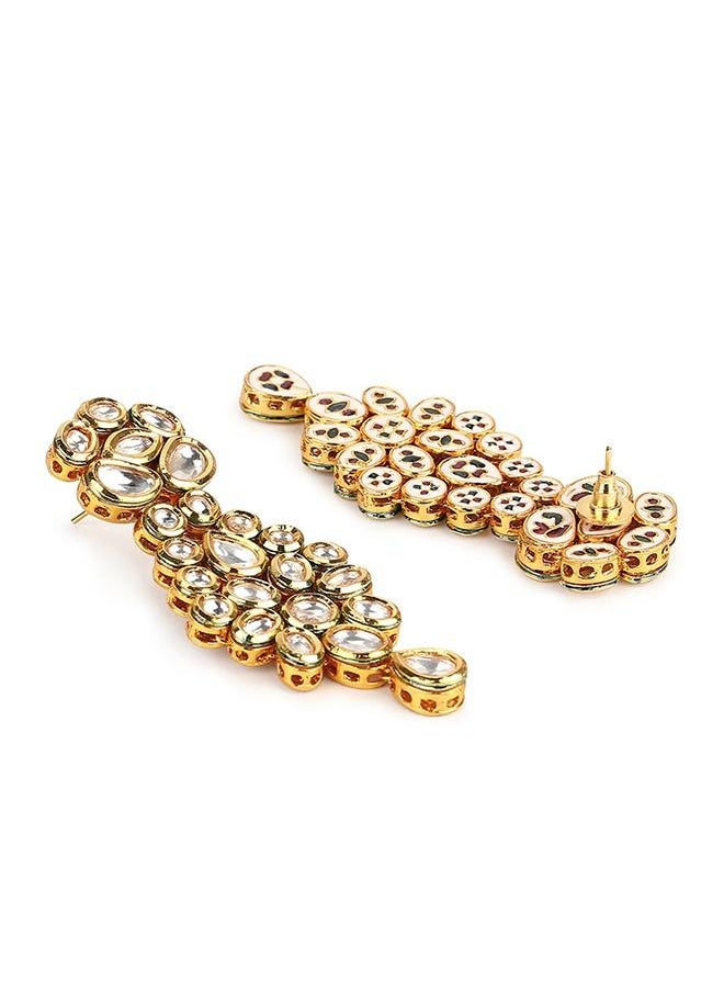 VOYLLA - Kundan Gold Plated Brass Earrings - Image 1