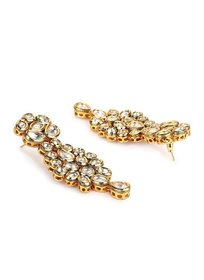VOYLLA - Kundan Gold Plated Brass Earrings - Image 1