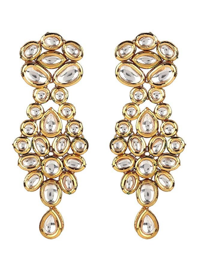 VOYLLA - Kundan Gold Plated Brass Earrings - Image 1