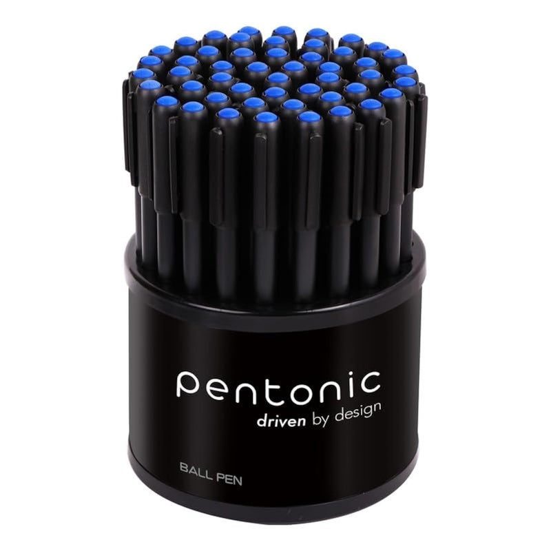 Pentonic 0.7mm Ball Point Pen Tumbler Pack | Black Body | Blue Ink | Pack of 50 Pens - Image 1