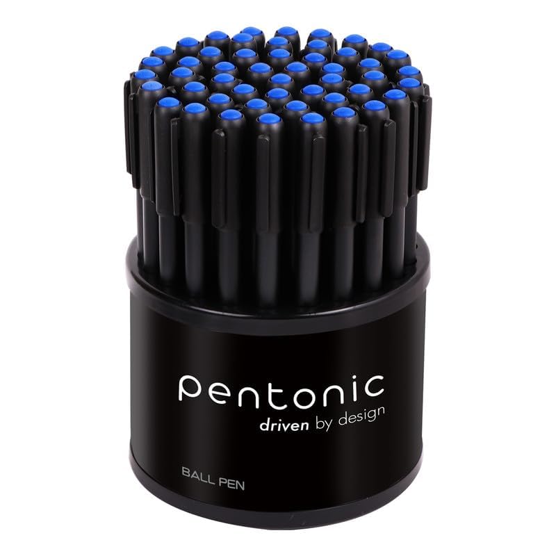 Pentonic 0.7mm Ball Point Pen Tumbler Pack | Black Body | Blue Ink | Pack of 50 Pens - Image 2