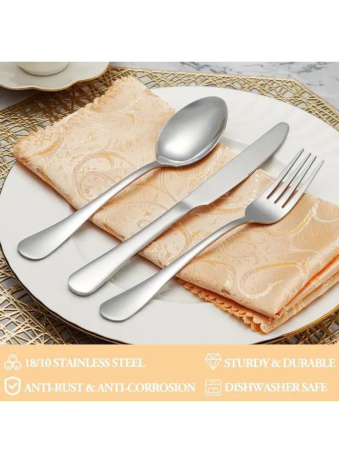 Silvery 30 Piece Stainless Steel Flatware Set for 6 Black Golden Cutlery Dishwasher Safe - Image 4