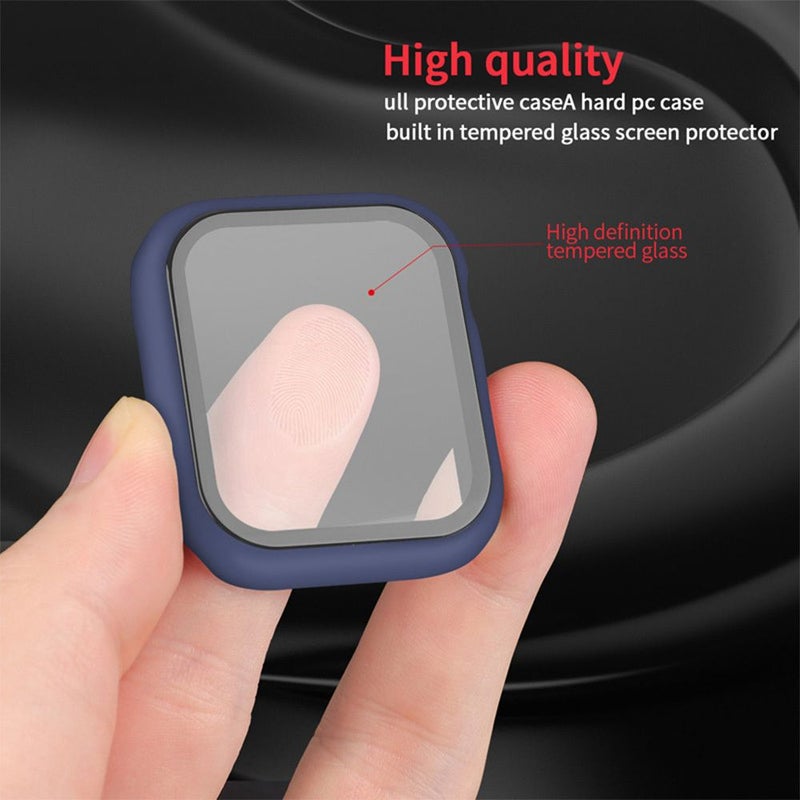 PU Leather Strap and Hard PC Case With Screen Protector for Apple Watch 45mm Black - Image 4