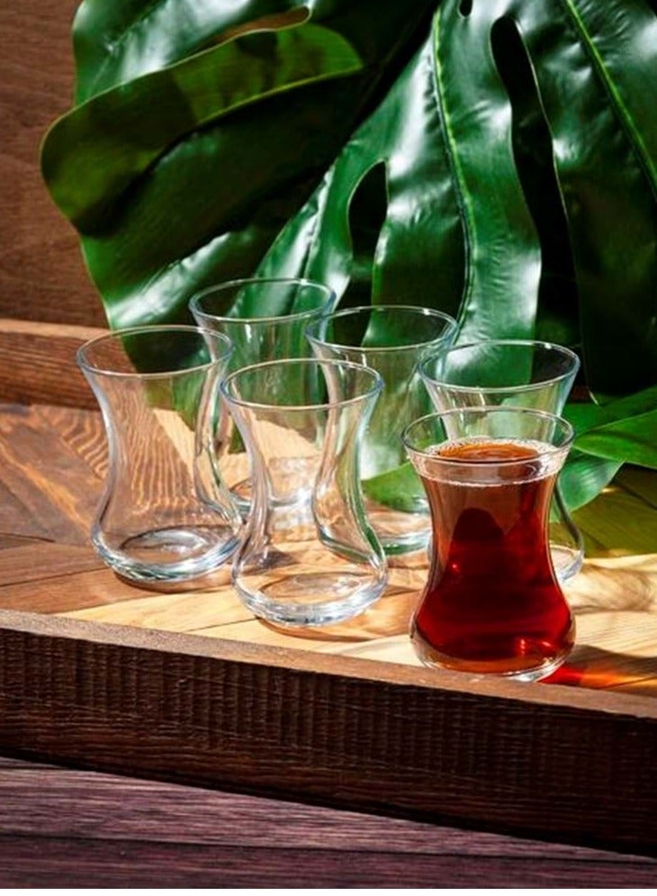 Pasabahce 6 Pieces Ince Belli Tea Cup Set 125 Ml Clear - Image 5