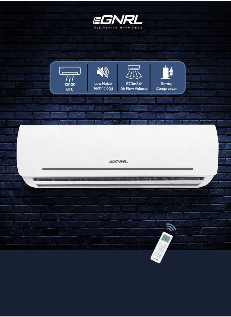 EGNRL Split AC 12000 BTU T1 Rotary R410a EG12K, 2025 New Model, with 3M Pipe Kit, Golden Fin, White , 1 Year Manufacturer Warranty, 1 Year Compressor Warranty  - Image 1