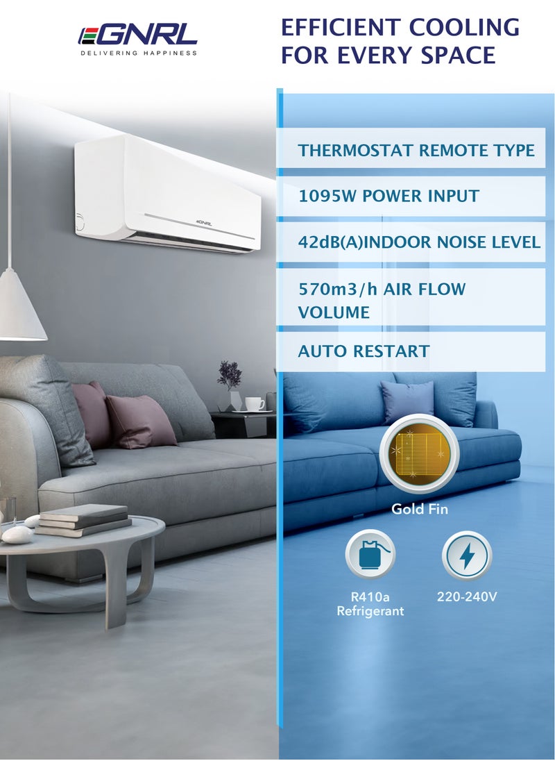 EGNRL Split AC 12000 BTU T1 Rotary R410a EG12K, 2025 New Model, with 3M Pipe Kit, Golden Fin, White , 1 Year Manufacturer Warranty, 1 Year Compressor Warranty  - Image 3