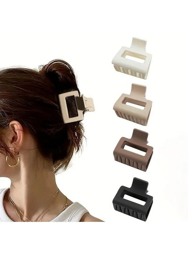 DORMITORRY Matte Square Claw Clips, Hair Claw Clips For Women & Girls 2.2 Inch Small Hair Clips Medium Rectangle Claw Hair Clip Matte Banana Jaw Clips For Thin Half Hair, 4 pcs - Multicolor - Image 1